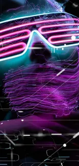 Futuristic neon glitch wallpaper with cyberpunk design and vibrant colors.