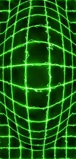 Neon green futuristic grid pattern on a mobile wallpaper.