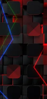 Futuristic neon grid wallpaper with vibrant colors and abstract design.