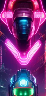 Futuristic neon helmet design with cyberpunk influences.