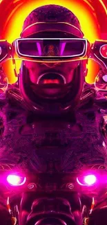 Futuristic neon helmet with vibrant colors in a sci-fi theme.