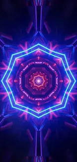 Vibrant neon kaleidoscope pattern wallpaper.