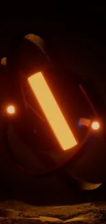 Futuristic neon light design in orange glow.