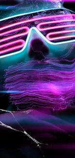 Futuristic neon artwork with vibrant pink and blue lines creating an abstract design.