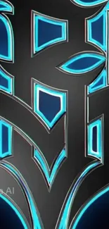Futuristic neon logo on dark background