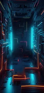 Futuristic neon maze wallpaper with glowing lines and vibrant colors.