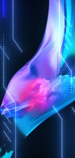 Futuristic neon wallpaper with abstract glowing lines and vibrant colors.