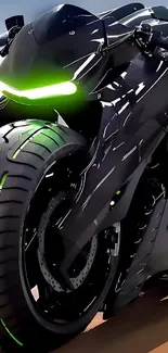 Futuristic motorcycle with neon accents in a digital style.