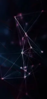 Futuristic neon network with glowing lines on a dark mobile wallpaper.