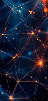 Futuristic neon network mobile wallpaper with glowing nodes.
