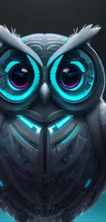 Futuristic neon owl with vibrant blue hues.