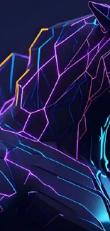 Futuristic neon panther design with colorful geometric lines.