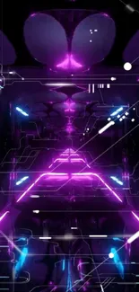 Futuristic neon wallpaper with vibrant purple, pink, and blue hues.