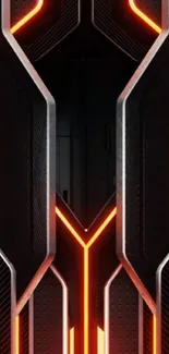 Futuristic neon-themed mobile wallpaper with orange and black accents.