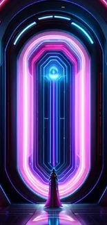 Futuristic neon portal art with vibrant colors and sci-fi theme.