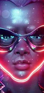 Futuristic neon portrait wallpaper with vibrant colors and digital art design.