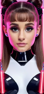 Futuristic neon-themed portrait wallpaper with a modern, tech-inspired aesthetic.