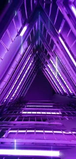 Neon purple geometric architecture wallpaper with futuristic light effects.