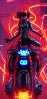 Futuristic neon rider on a glowing motorbike, vibrant sci-fi scene.