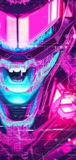 Vibrant futuristic neon robot artwork with electric colors.