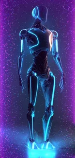 Futuristic neon robot with vibrant colors and glowing effects.