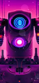 Futuristic neon robot with vibrant colors and sci-fi design.