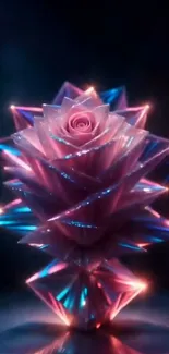 Futuristic neon rose with glowing effects.