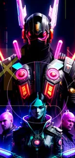 Futuristic neon sci-fi art with vibrant colors and cyberpunk elements.