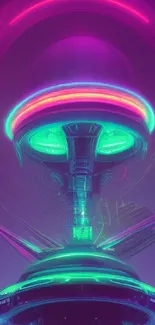 Futuristic neon sci-fi mobile wallpaper design.