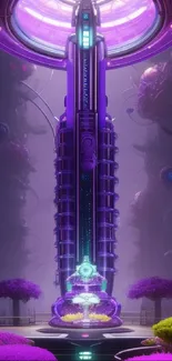 Futuristic cyber garden with neon sci-fi design.