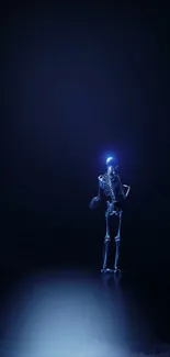 Futuristic neon skeleton with dark background wallpaper.