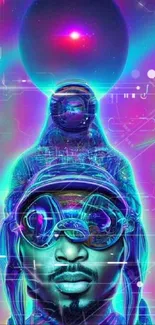 Futuristic neon space art featuring vibrant colors and cosmic themes.