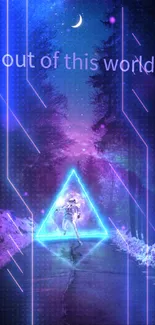 Futuristic neon wallpaper with astronaut.