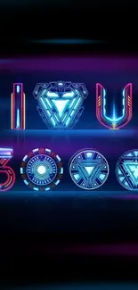 Futuristic neon art wallpaper with glowing symbols and tech designs.