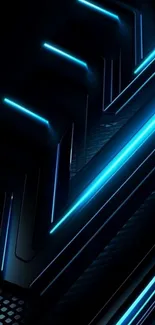 Futuristic neon tech wallpaper with blue lights