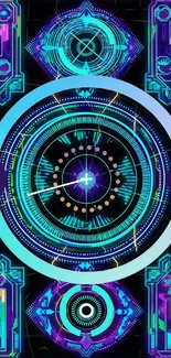 Futuristic neon tech wallpaper design