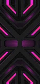 Futuristic neon tech wallpaper with black and pink geometric patterns.