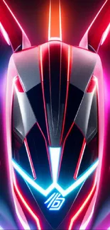 Futuristic neon tech wallpaper with vibrant pink and blue lights.