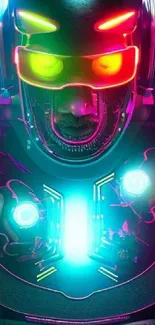 Vibrant futuristic neon tech wallpaper for mobile devices.