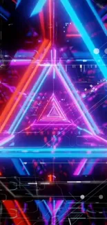 Futuristic neon triangle wallpaper with electric blue and pink highlights