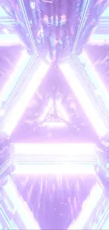 Futuristic neon triangle with glowing lavender light design.