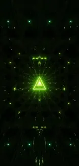 Futuristic glowing neon green triangle wallpaper.