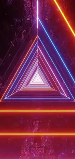 Futuristic neon triangle wallpaper with vibrant colors.