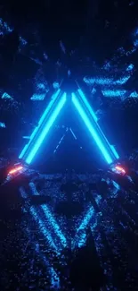 Futuristic neon triangle design in digital art wallpaper.