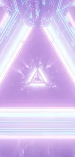 Futuristic neon triangle art with purple glow.