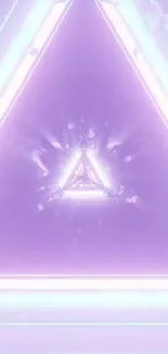 A neon purple triangle on a glowing background.