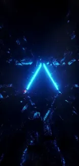 Futuristic neon blue triangle wallpaper.