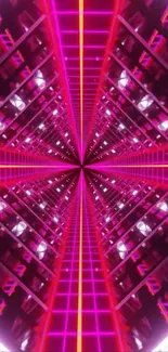 Vibrant futuristic neon tunnel with geometric patterns.