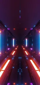 Futuristic neon tunnel wallpaper with vibrant colors.