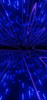 Futuristic neon tunnel with vibrant blue light effects.